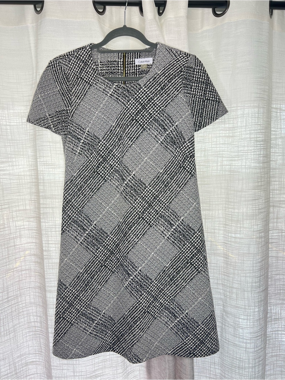 Calvin Klein Black and White Patterned Dress